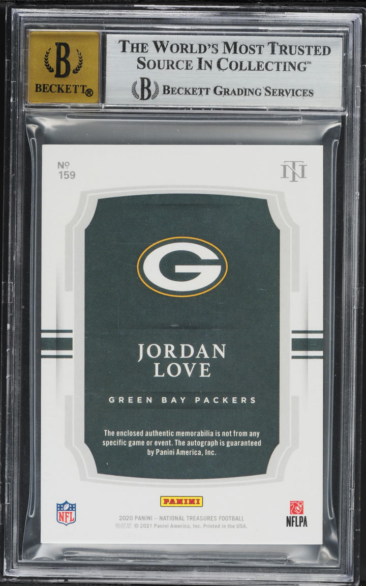 2020 National Treasures Stars & Stripes Jordan Love RC PATCH AUTO /20 #159 BGS 9