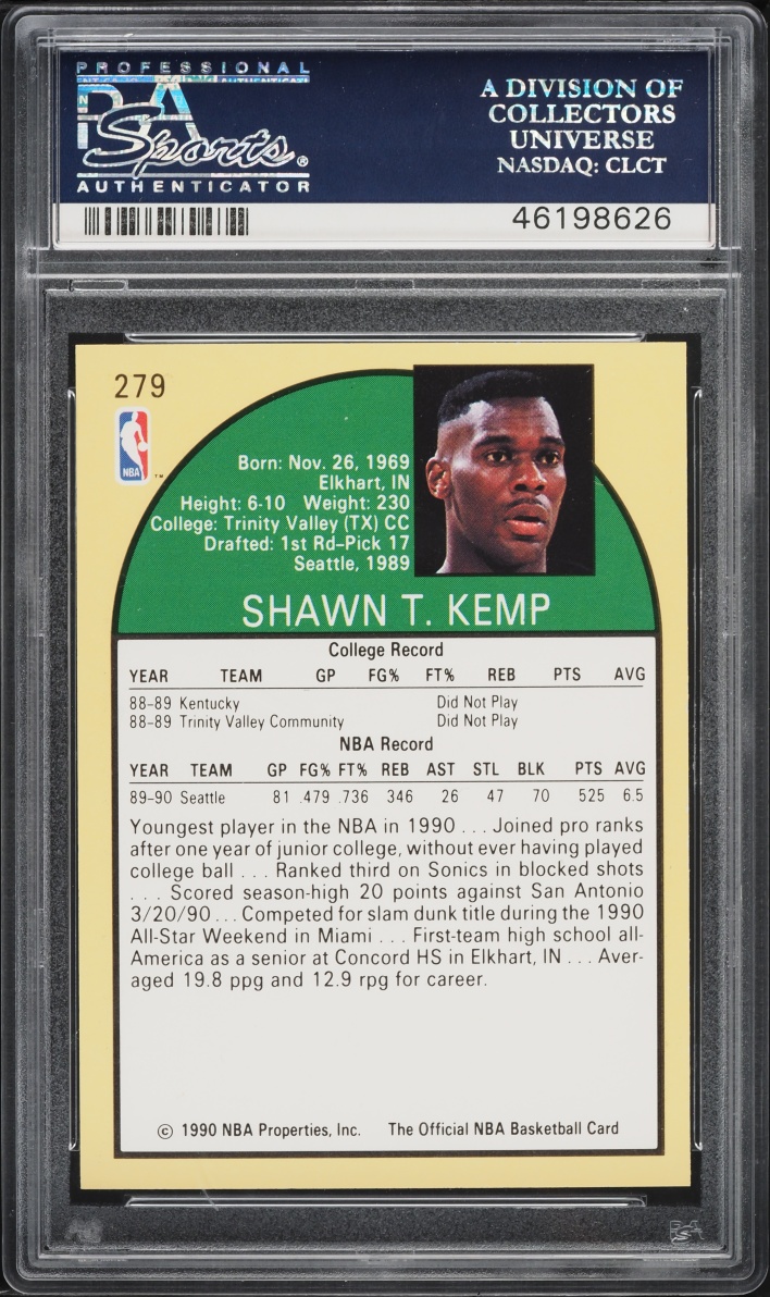 1990 Hoops Shawn Kemp ROOKIE #279 PSA 10 GEM MINT