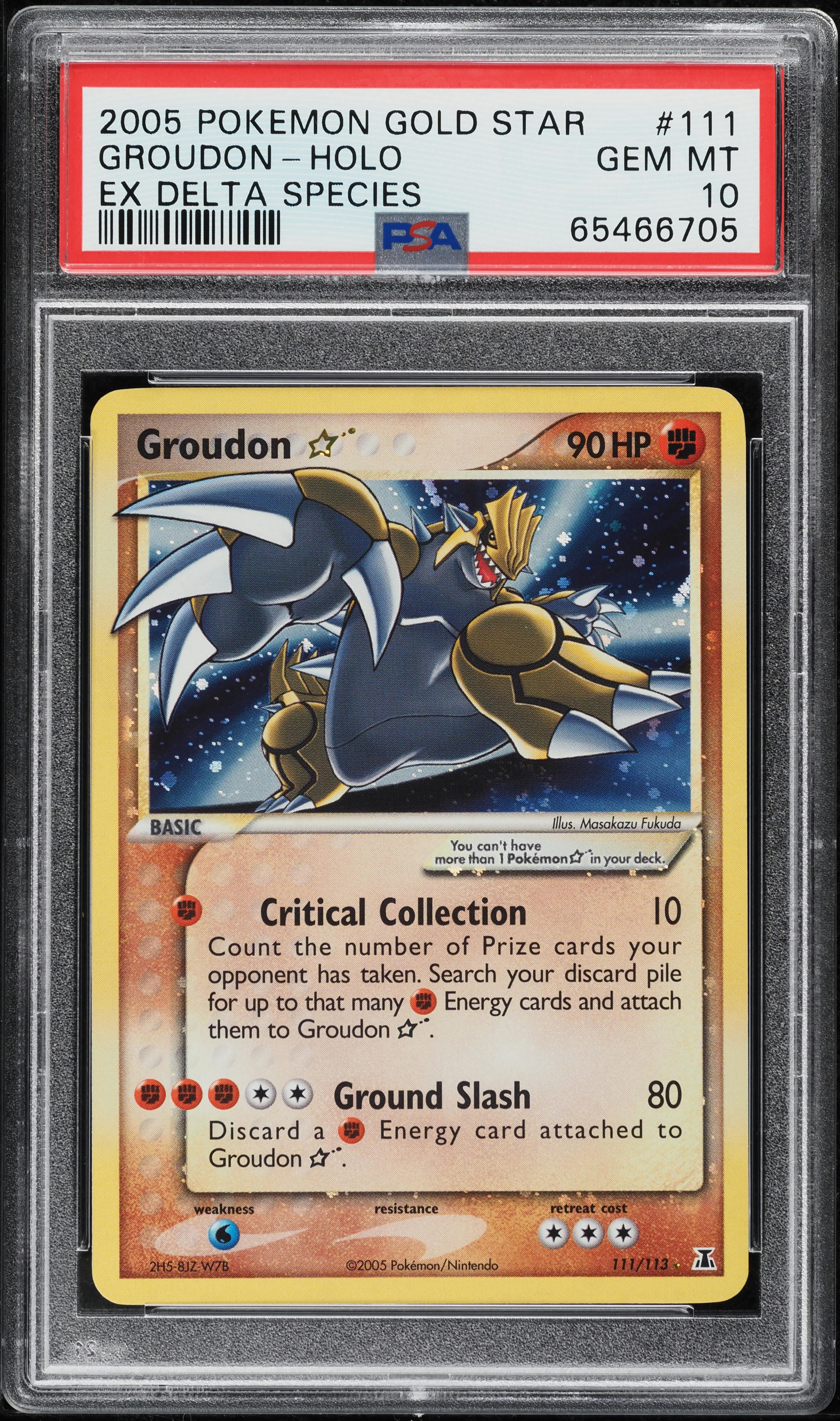 2005 Pokemon EX Delta Species Holo Groudon Gold Star #111 PSA 10 GEM MINT
