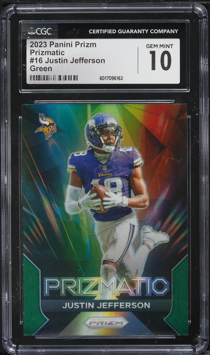 2023 Panini Prizm Prizmatic Green Justin Jefferson #16 CGC 10 GEM MINT
