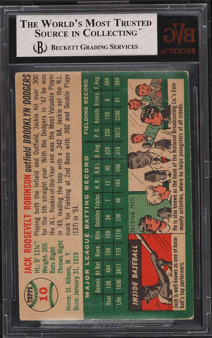 1954 Topps Jackie Robinson #10 BVG 4 VGEX