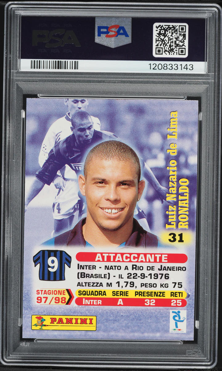 1998 Panini Calcio 99 Ronaldo #31 PSA 9 MINT on Fanatics Collect