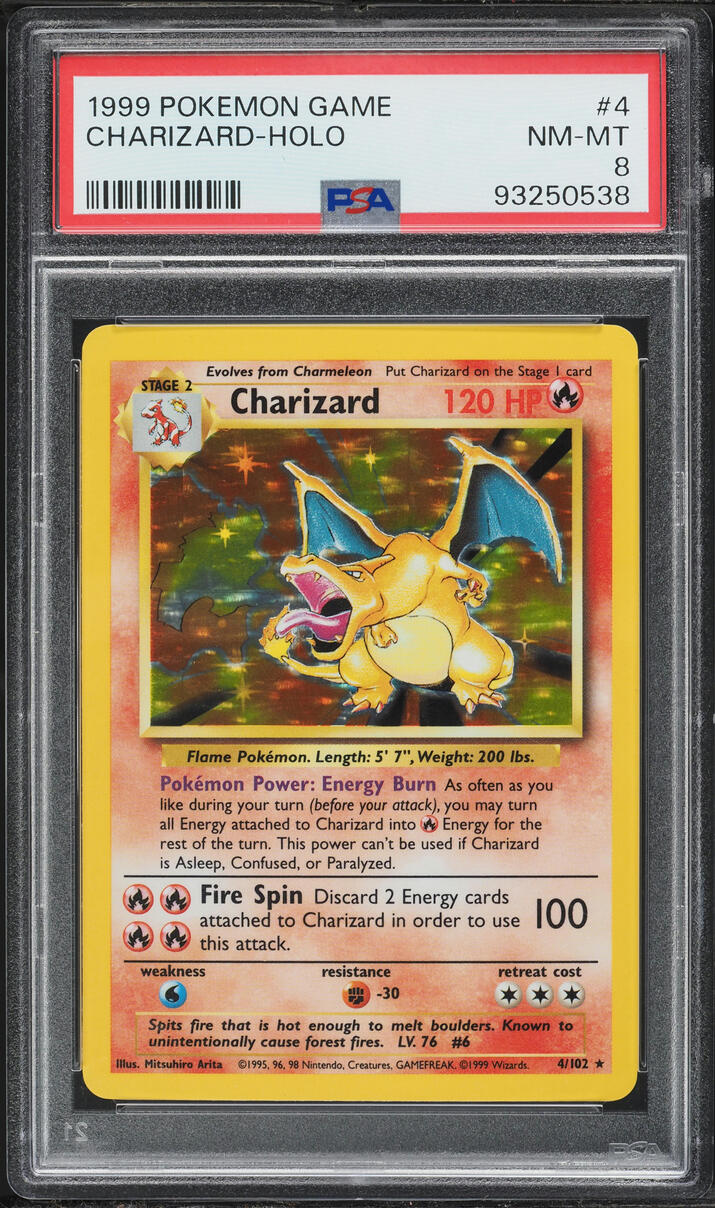 1999 Pokemon Base Set Holo Charizard #4 PSA 8 NM-MT