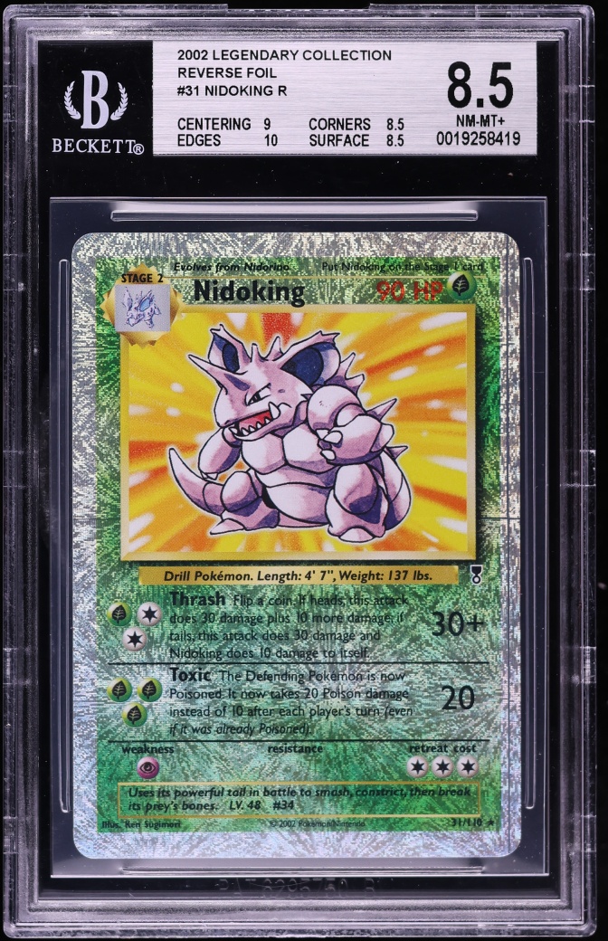2002 Pokemon Legendary Collection Reverse Holo Nidoking #31 BGS 8.5 NM-MT+