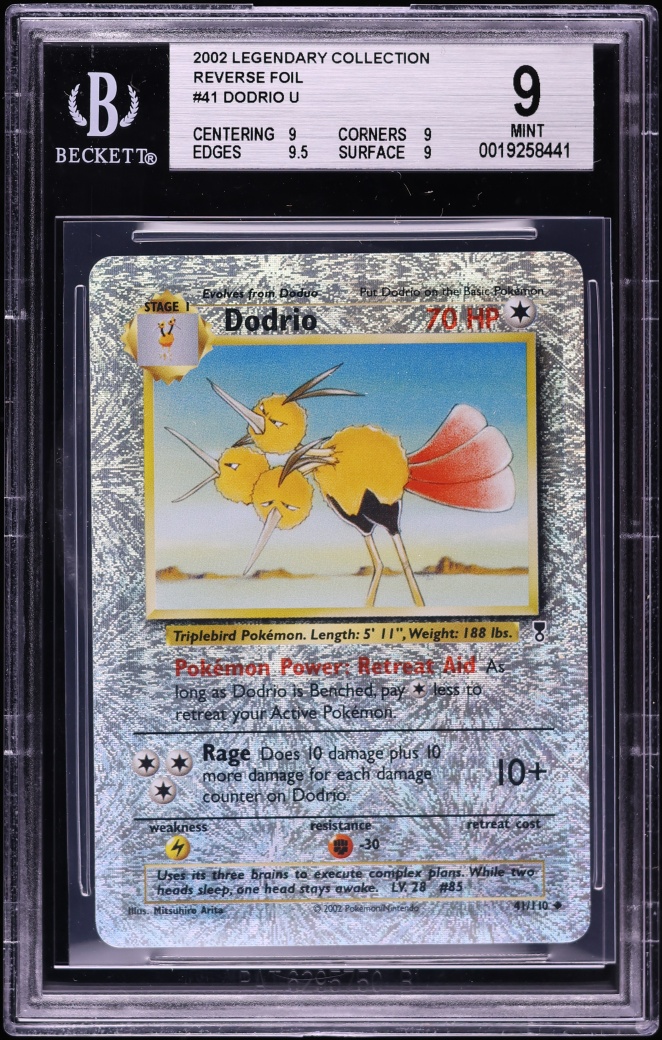 2002 Pokemon Legendary Collection Reverse Holo Dodrio #41 BGS 9 MINT