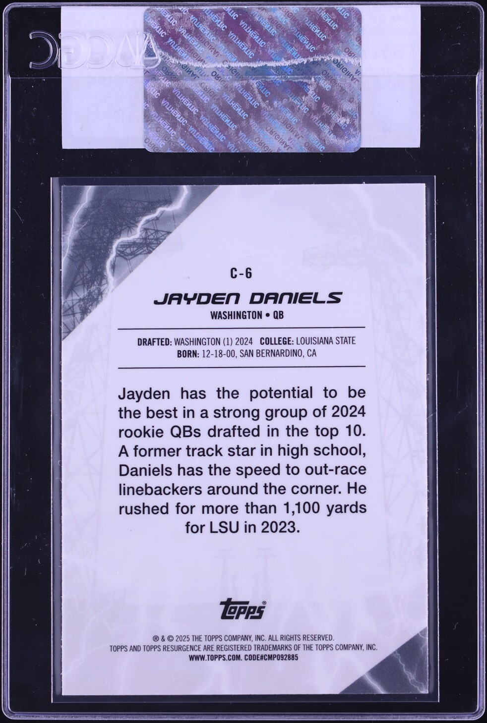 2024 Topps Resurgence Conductors Jayden Daniels ROOKIE #C-6 CGC AUTH