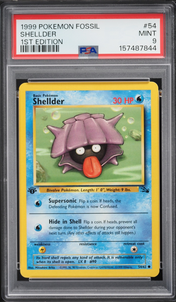 1999 Pokemon Fossil 1st Edition Shellder #54 PSA 9 MINT
