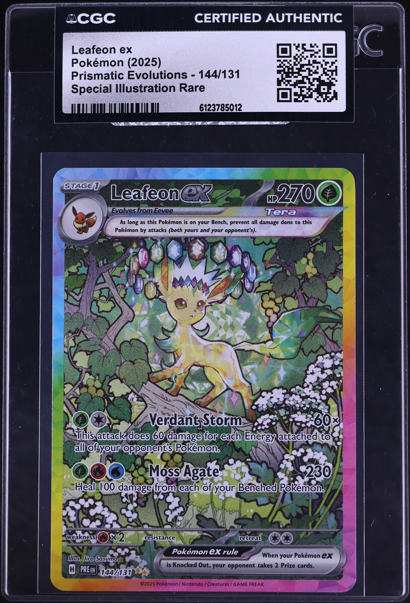 2025 Pokemon Scarlet & Violet Prismatic Evolutions SIR Leafeon ex #144 CGC AUTH