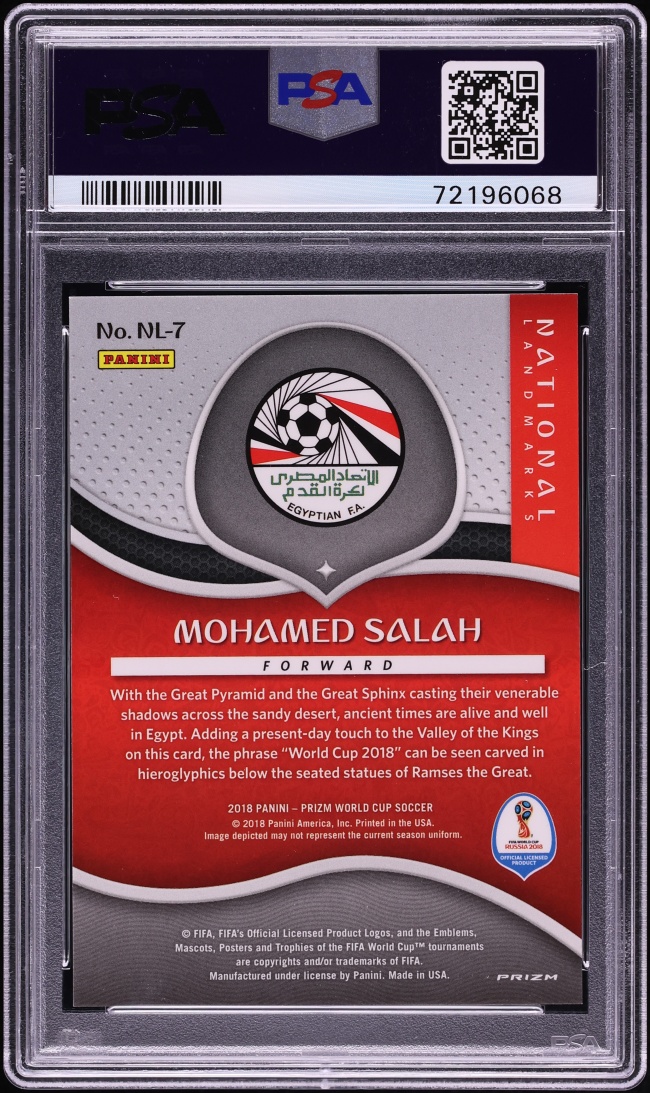 2018 Panini Prizm World Cup National Landmarks Mohamed Salah #NL-7 PSA 10 GEM MINT - Photo 2