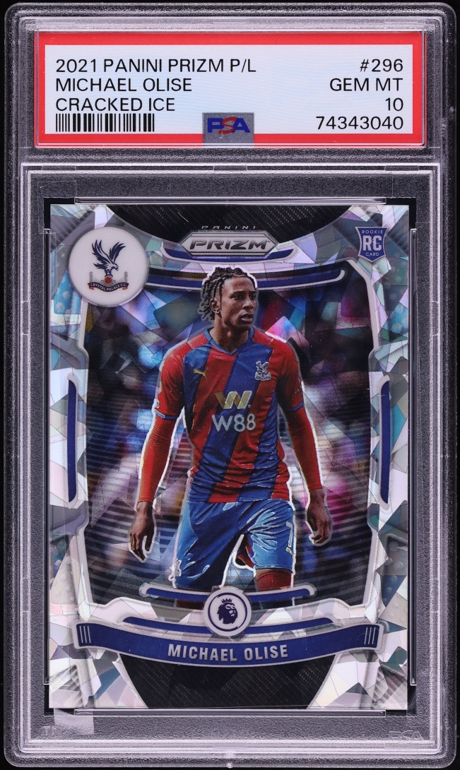 2021 Panini Prizm Premier League Cracked Ice Michael Olise ROOKIE /23 #296 PSA 10 GEM MINT - Photo 1