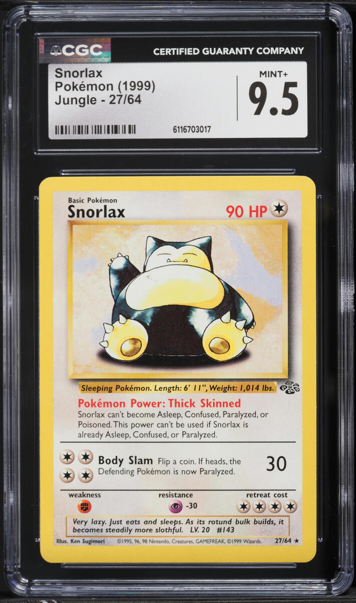 1999 Pokemon Jungle Snorlax #27 CGC 9.5 MINT+