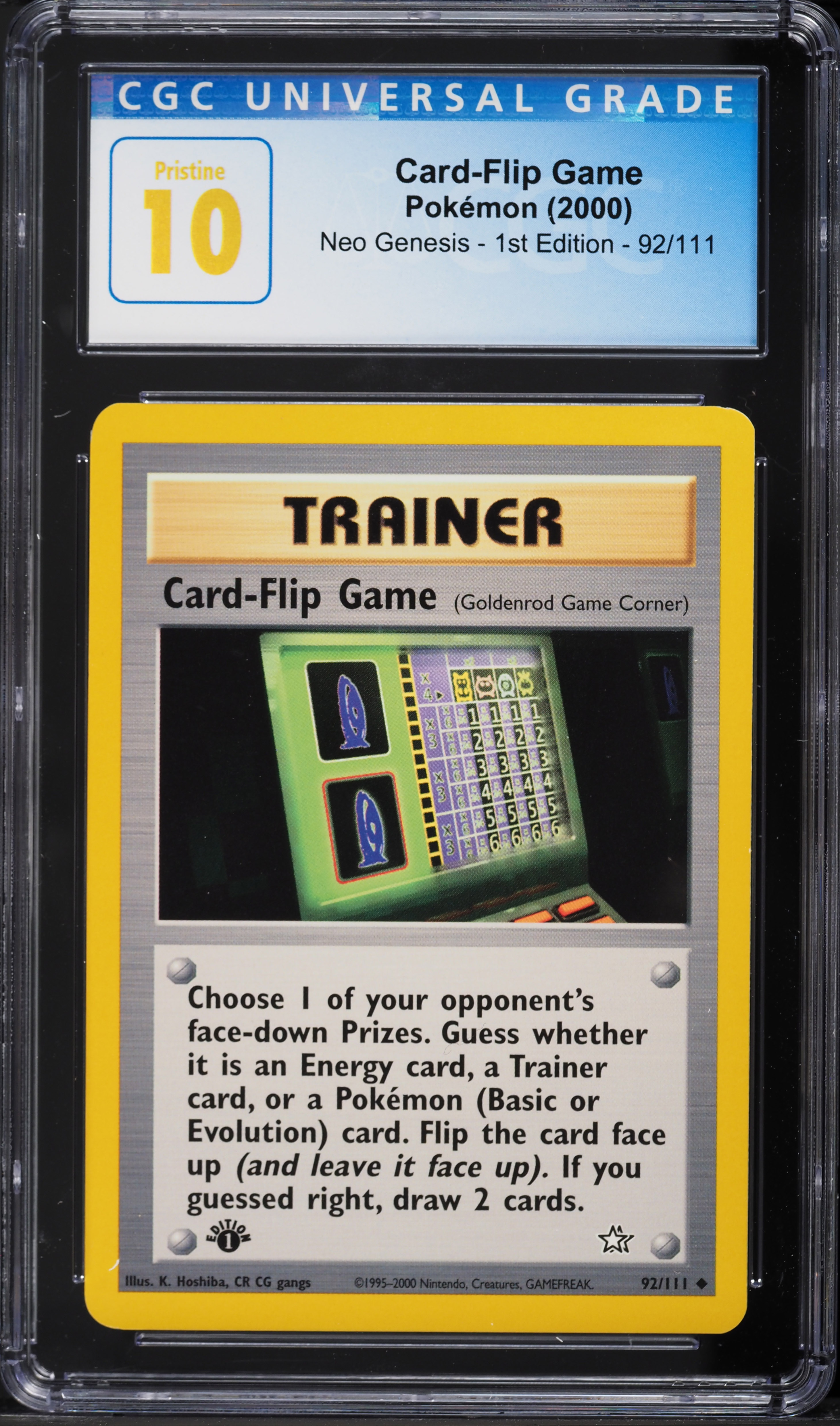 2000 Pokemon Neo Genesis 1st Edition Card-Flip Game #92 CGC 10 PRISTINE