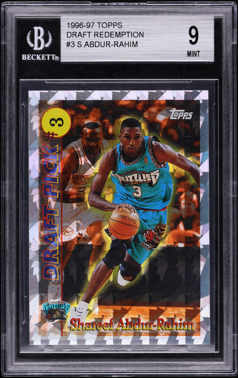1996 Topps Draft Redemption Shareef Abdur-Rahim ROOKIE #3 BGS 9 MINT - Photo 1