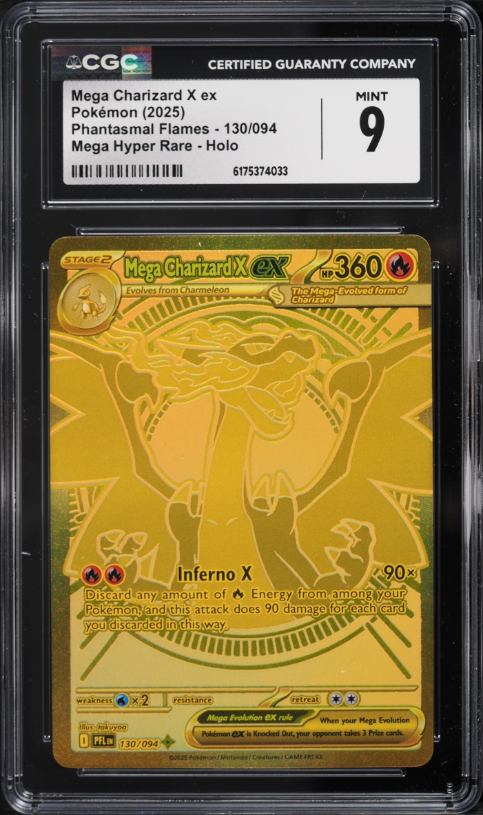 2025 Pokemon Mega Evolution Phantasmal Flames MHR Mega Charizard X ex #130 CGC 9 MINT