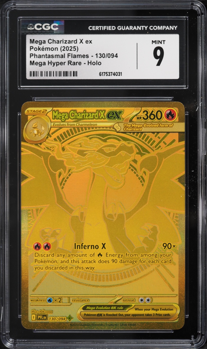 2025 Pokemon Mega Evolution Phantasmal Flames MHR Mega Charizard X ex #130 CGC 9 MINT