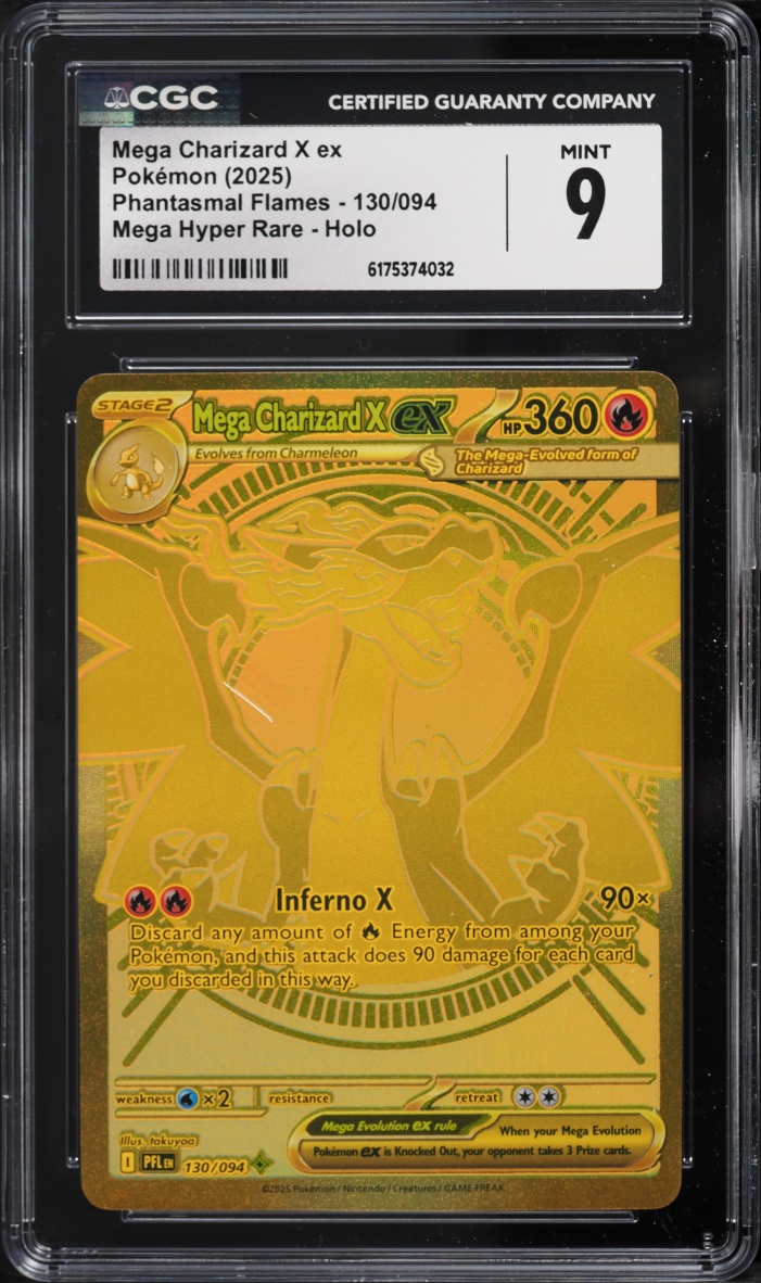2025 Pokemon Mega Evolution Phantasmal Flames MHR Mega Charizard X ex #130 CGC 9 MINT