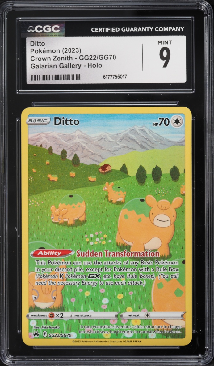 2023 Pokemon Sword & Shield Crown Zenith Full Art Ditto #GG22 CGC 9 MINT