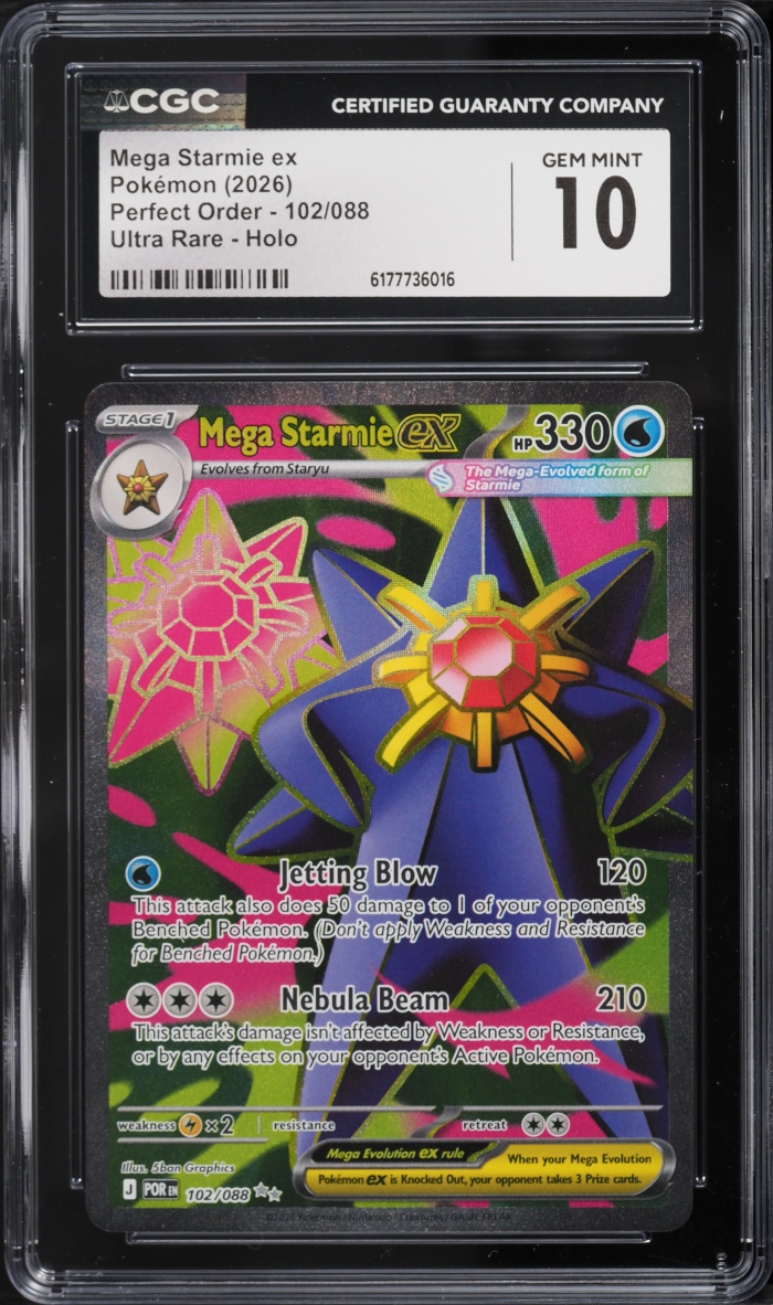 2026 Pokemon Mega Evolution Perfect Order Full Art Mega Starmie EX #102 CGC 10 GEM MINT