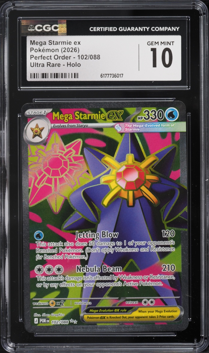 2026 Pokemon Mega Evolution Perfect Order Full Art Mega Starmie EX #102 CGC 10 GEM MINT