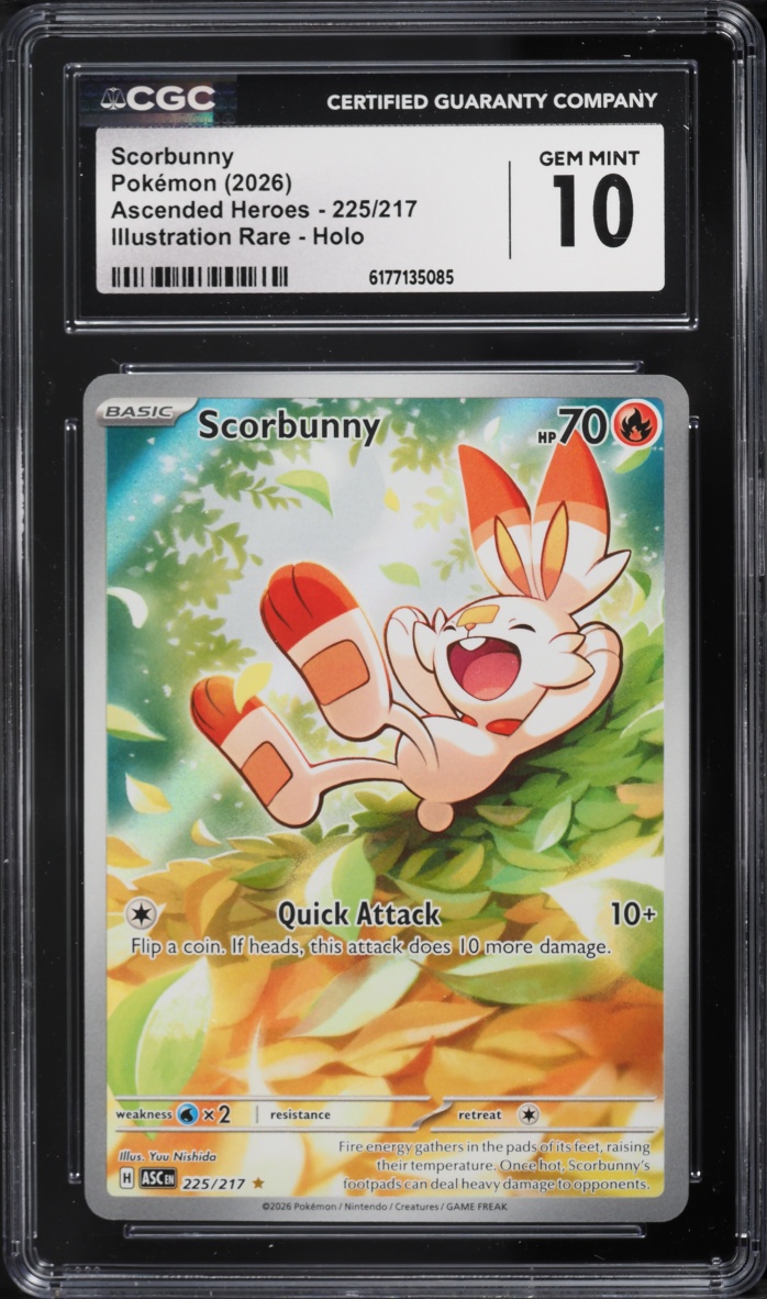 2026 Pokemon Mega Evolution Ascended Heroes IR Scorbunny #225 CGC 10 GEM MINT
