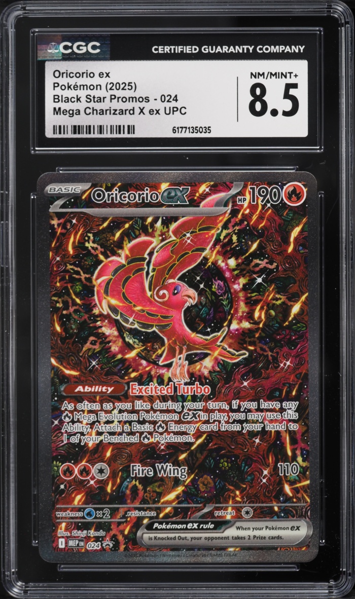 2025 Pokemon Mega Evolution Promo Ultra Premium Full Art Oricorio Ex #24 CGC 8.5 NM-MT+