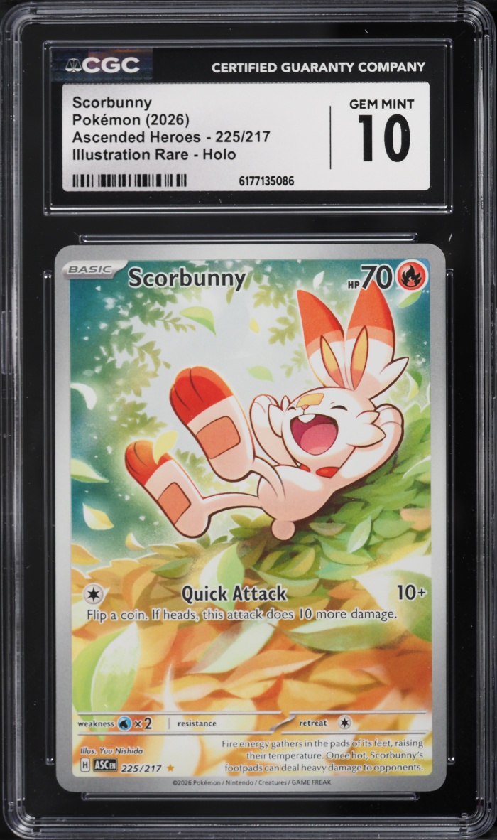 2026 Pokemon Mega Evolution Ascended Heroes IR Scorbunny #225 CGC 10 GEM MINT