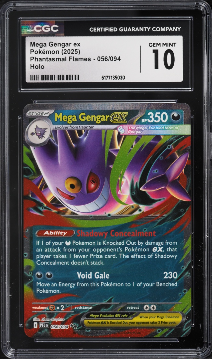 2025 Pokemon Mega Evolution Phantasmal Flames Holo Mega Gengar Ex #56 CGC 10 GEM MINT