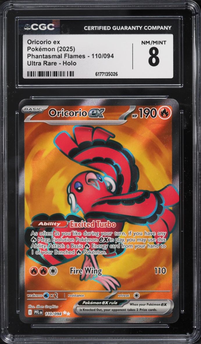 2025 Pokemon Mega Evolution Phantasmal Flames Full Art Oricorio Ex #110 CGC 8 NM-MT