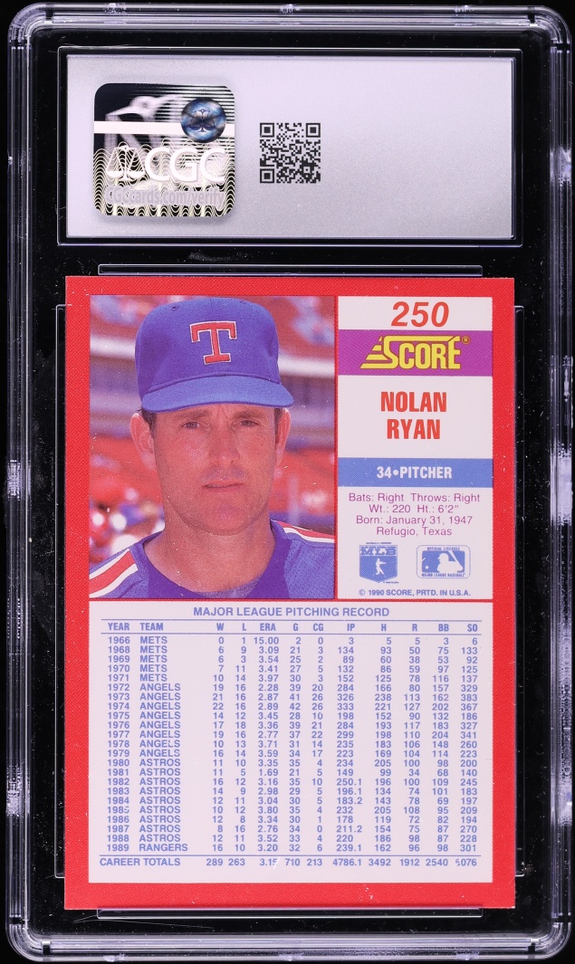 1990 Score Nolan Ryan #250 CGC 9 MINT