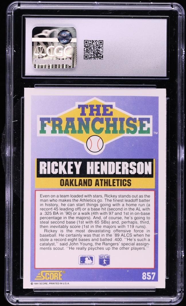1991 Score Rickey Henderson #857 CGC 9.5 MINT+
