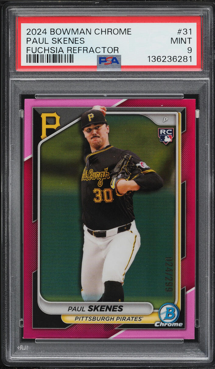 2024 Bowman Chrome Fuchsia Refractor Paul Skenes ROOKIE /299 #31 PSA 9 MINT