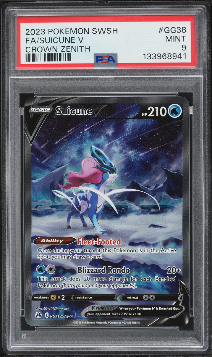 2023 Pokemon Sword & Shield Crown Zenith Alt Art Suicune V #GG38 PSA 9 MINT