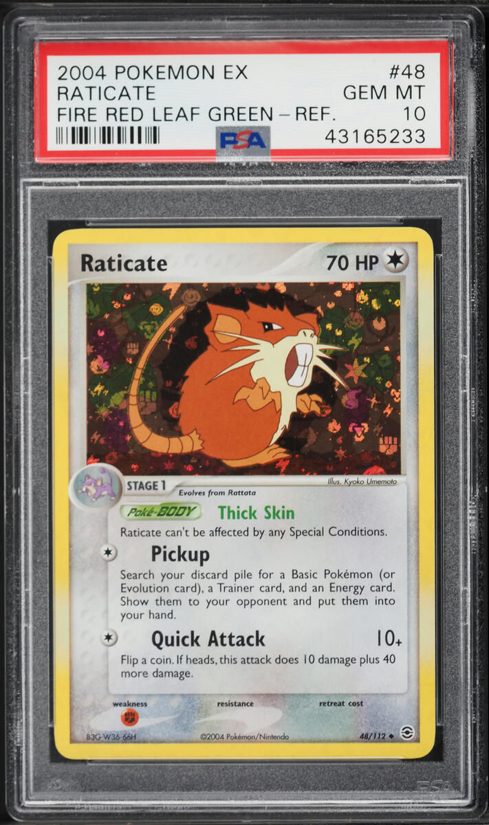 2004 Pokemon EX Fire Red & Leaf Green Reverse Holo Raticate #48 PSA 10 GEM MINT