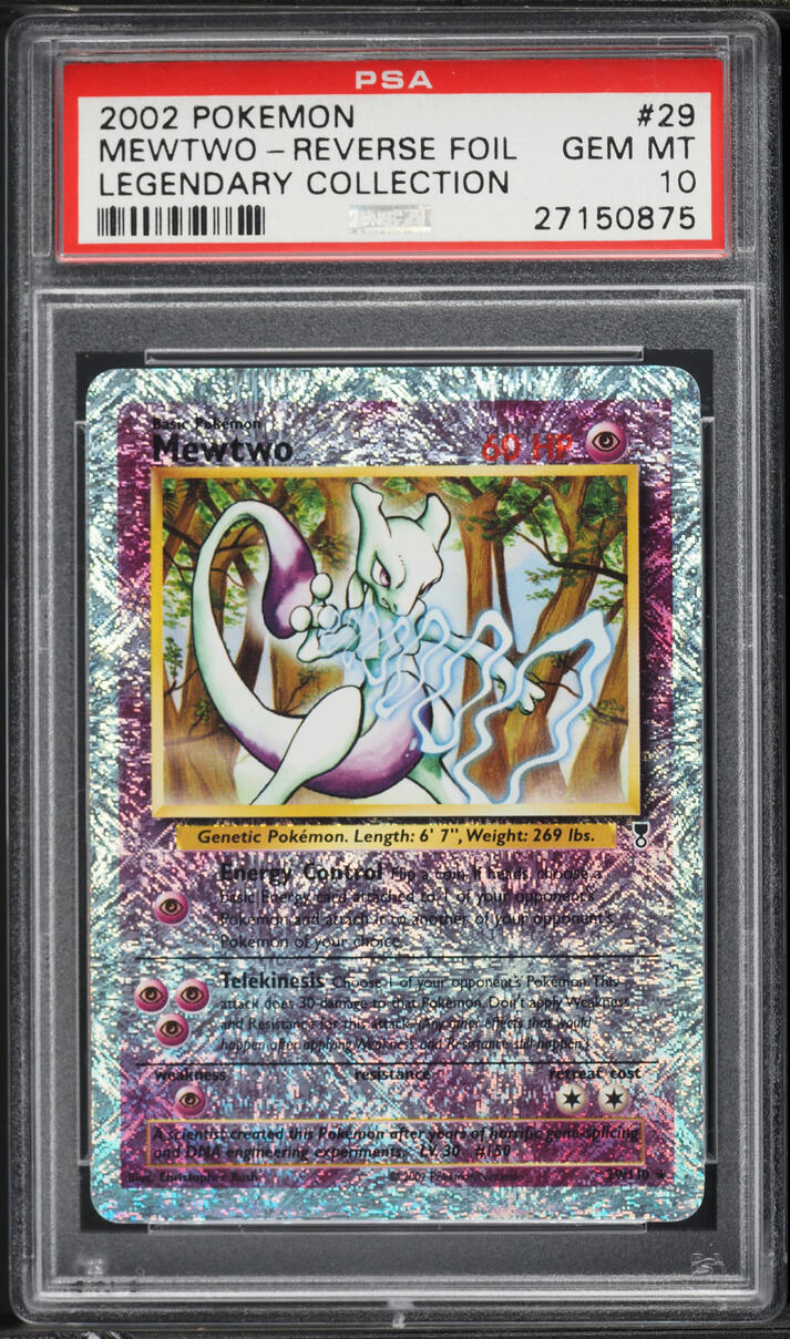 2002 Pokemon Legendary Collection Reverse Holo Mewtwo #29 PSA 10 GEM MINT
