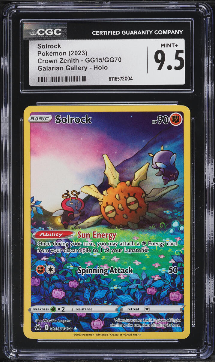 2023 Pokemon Sword & Shield Crown Zenith Full Art Solrock #GG15 CGC 9.5 MINT+