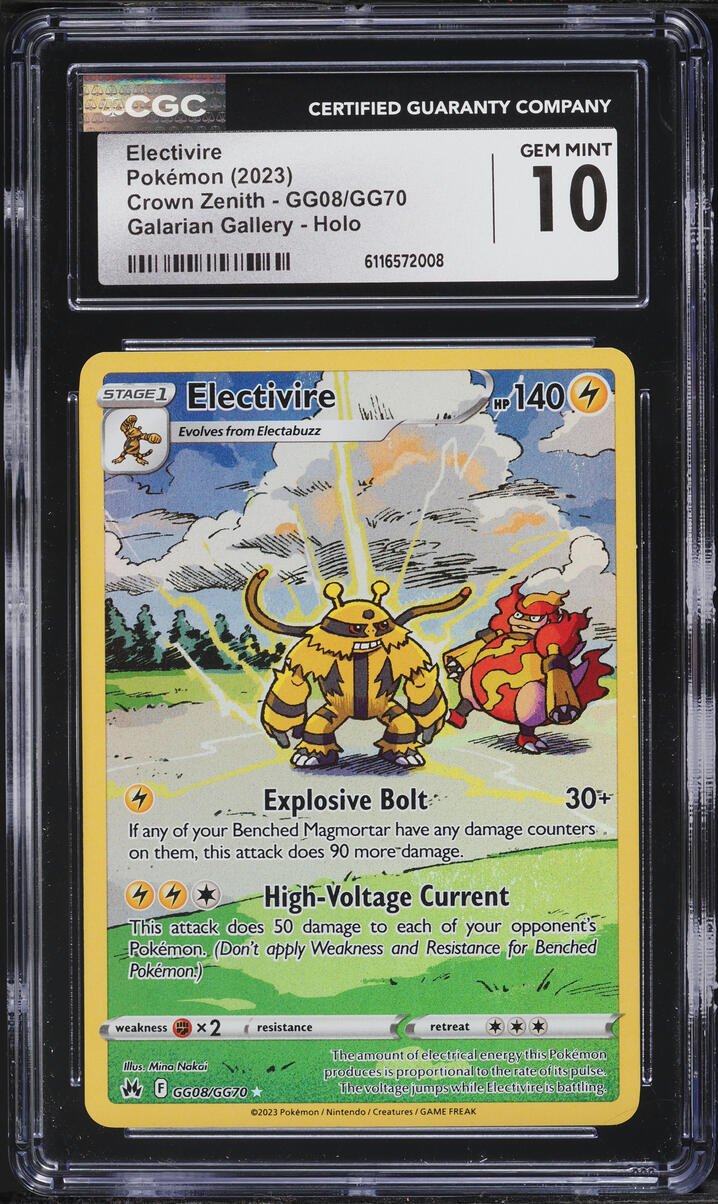 2023 Pokemon Sword & Shield Crown Zenith Full Art Electivire #GG08 CGC 10 GEM MINT