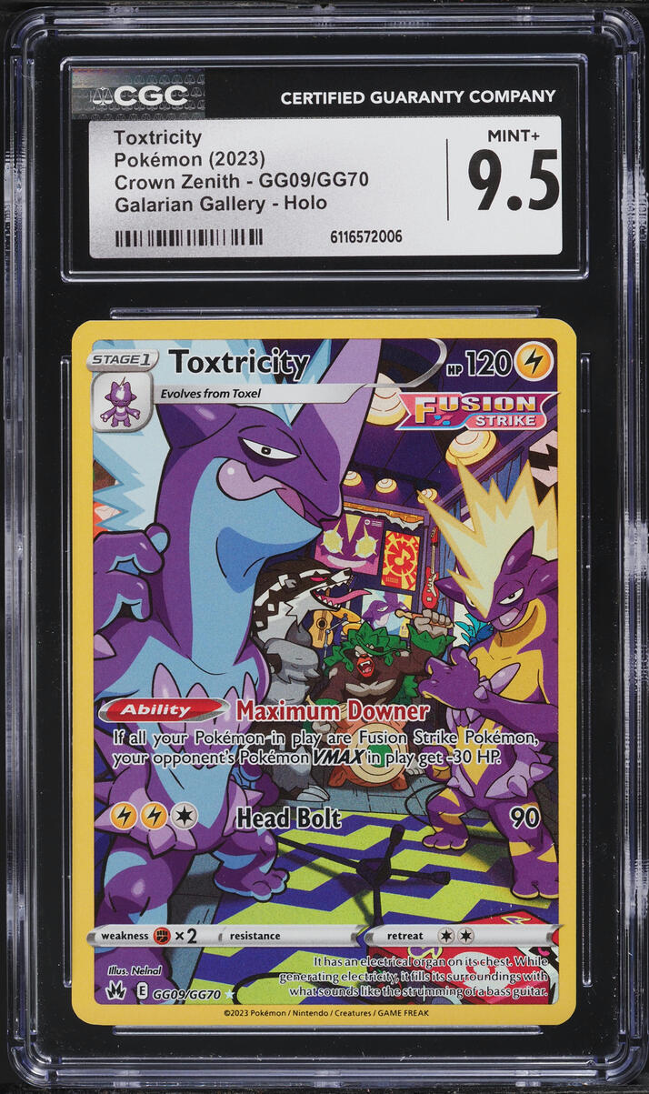 2023 Pokemon Sword & Shield Crown Zenith Alt Art Toxtricity #GG09 CGC 9.5 MINT+