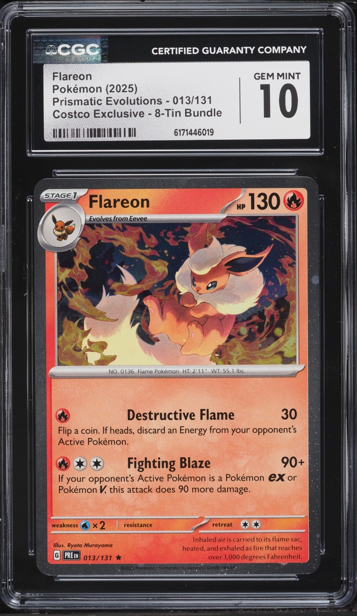 2025 Pokemon SV Prismatic Evolutions Costco Exclusive Holo Flareon #13 CGC 10 GEM MINT