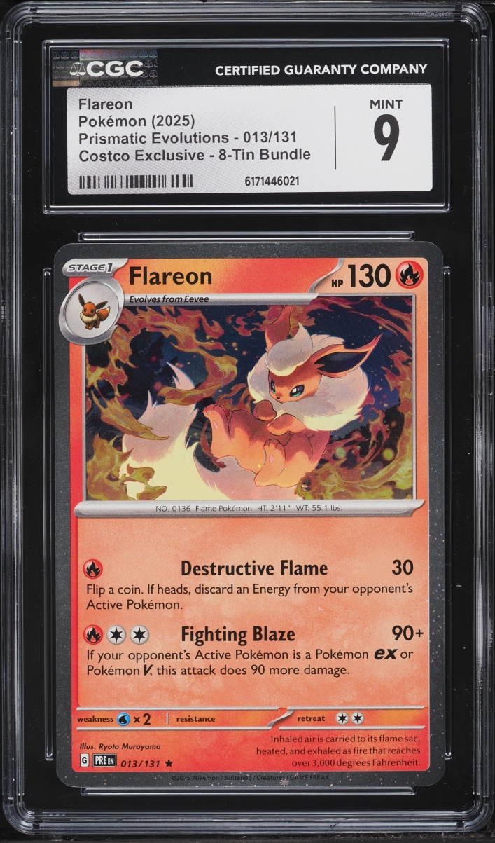 2025 Pokemon Scarlet & Violet Prismatic Evolutions Costco Exclusive Holo Flareon #13 CGC 9 MINT