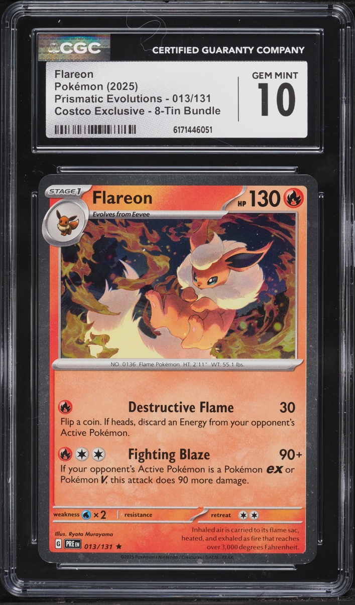 2025 Pokemon SV Prismatic Evolutions Costco Exclusive Holo Flareon #13 CGC 10 GEM MINT
