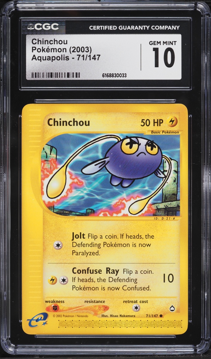 2003 Pokemon Aquapolis Chinchou #71 CGC 10 GEM MINT
