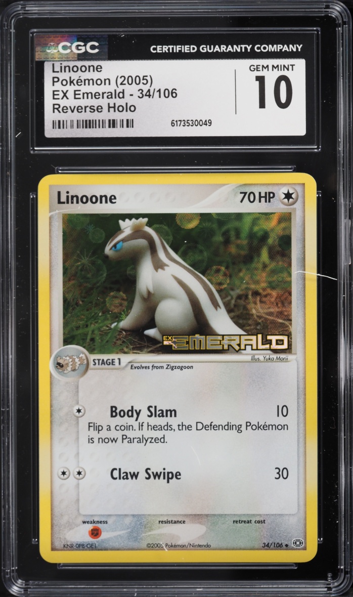 2005 Pokemon EX Emerald Reverse Holo Linoone #34 CGC 10 GEM MINT