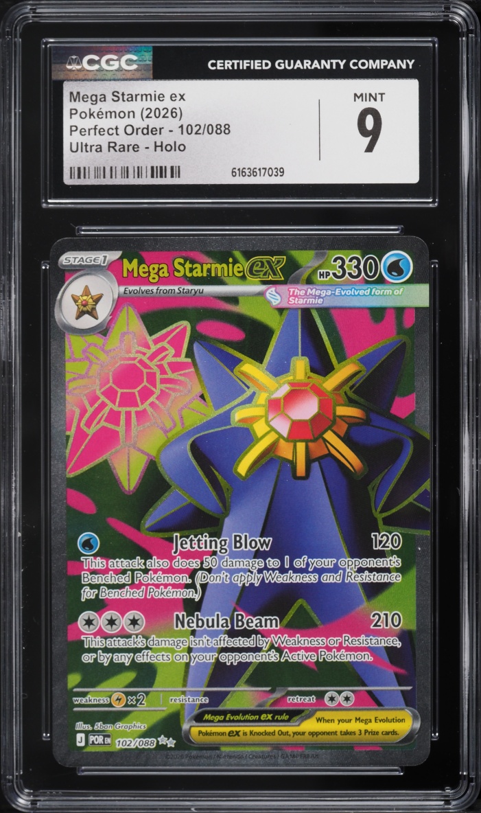 2026 Pokemon Mega Evolution Perfect Order Full Art Mega Starmie Ex #102 CGC 9 MINT