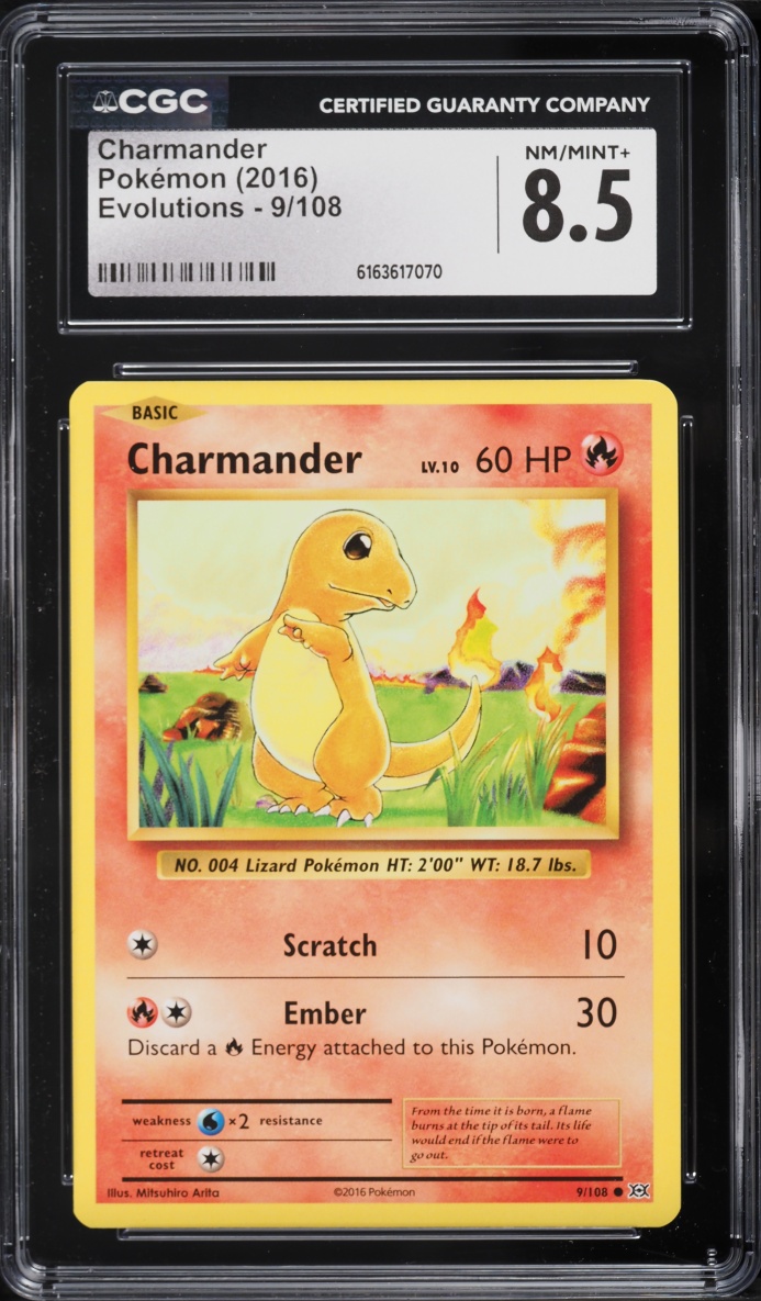 2016 Pokemon XY Evolutions Charmander #9 CGC 8.5 NM-MT+