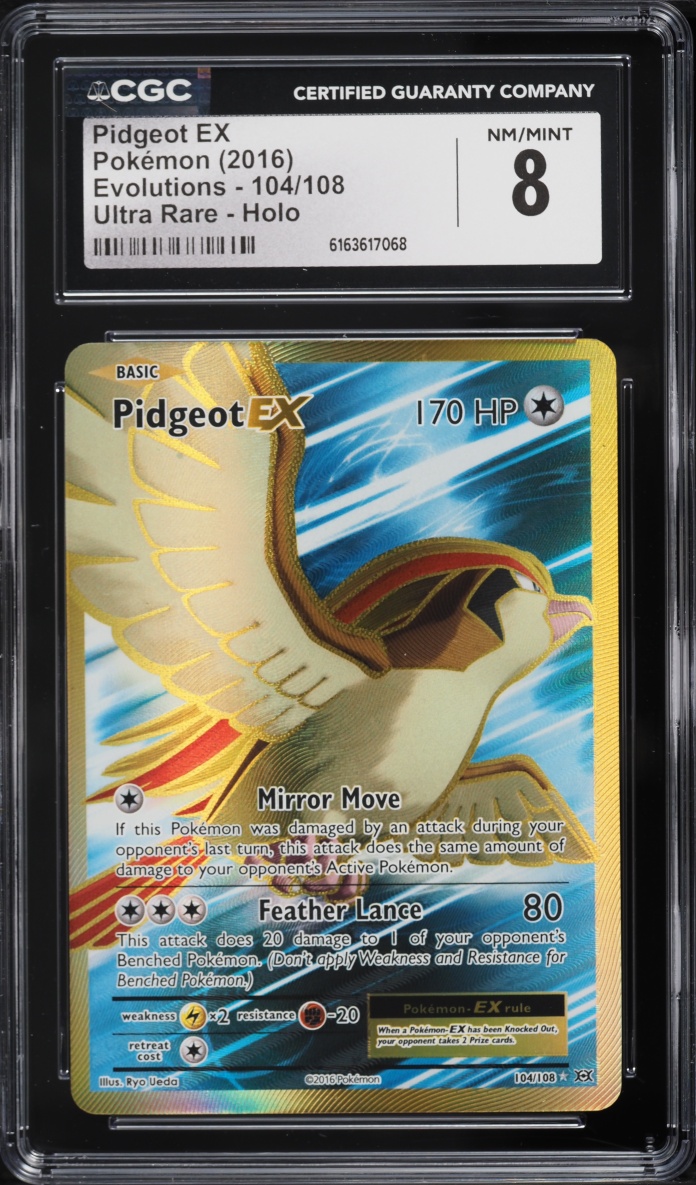 2016 Pokemon XY Evolutions Gold Rare Pidgeot EX #104 CGC 8 NM-MT