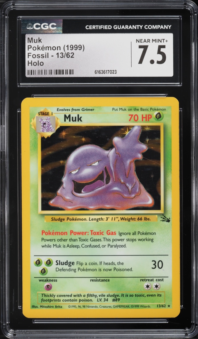 1999 Pokemon Fossil Holo Muk #13 CGC 7.5 NRMT+