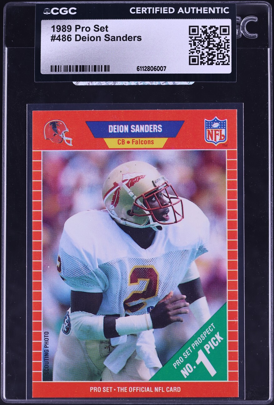 1989 Pro Set Football Deion Sanders ROOKIE #486 CGC AUTH