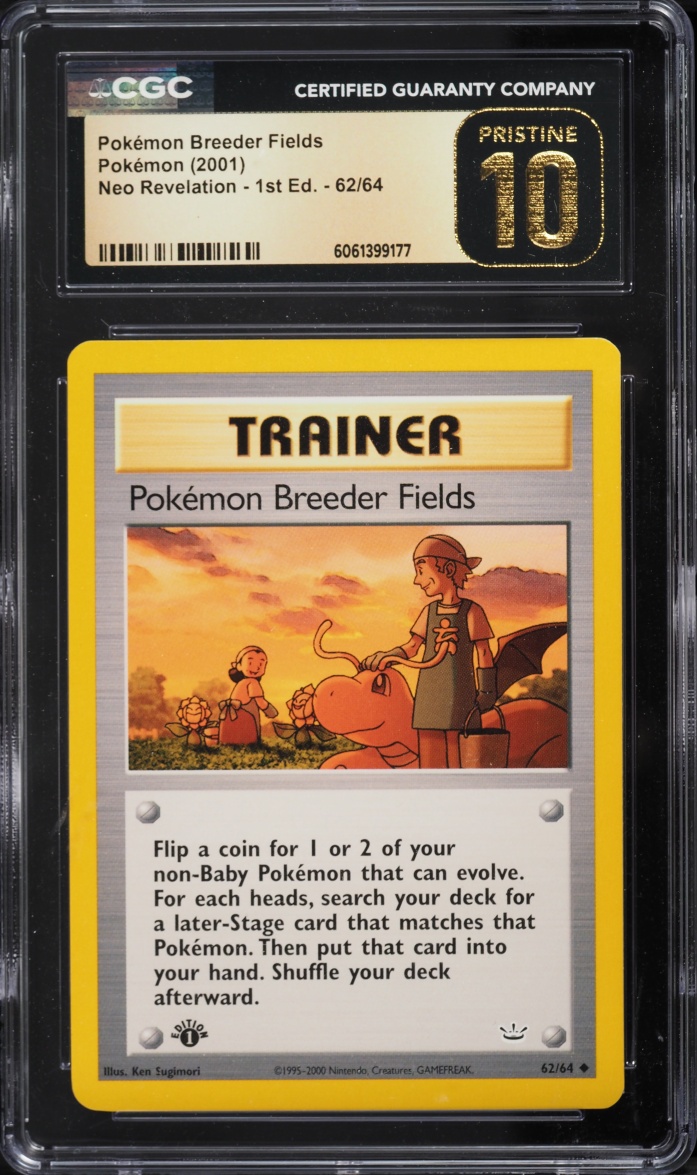 2001 Pokemon Neo Revelation 1st Edition Pokemon Breeder Fields #62 CGC 10 PRISTINE