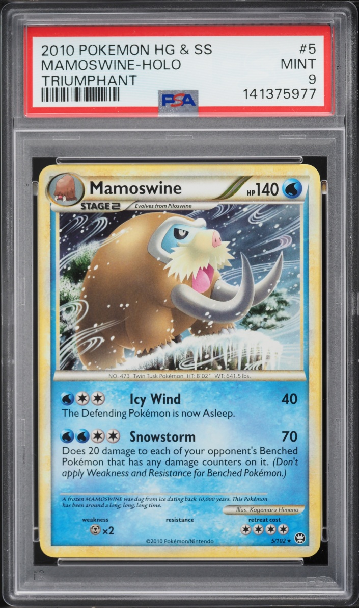 2010 Pokemon HeartGold & SoulSilver Triumphant Holo Mamoswine #5 PSA 9 MINT