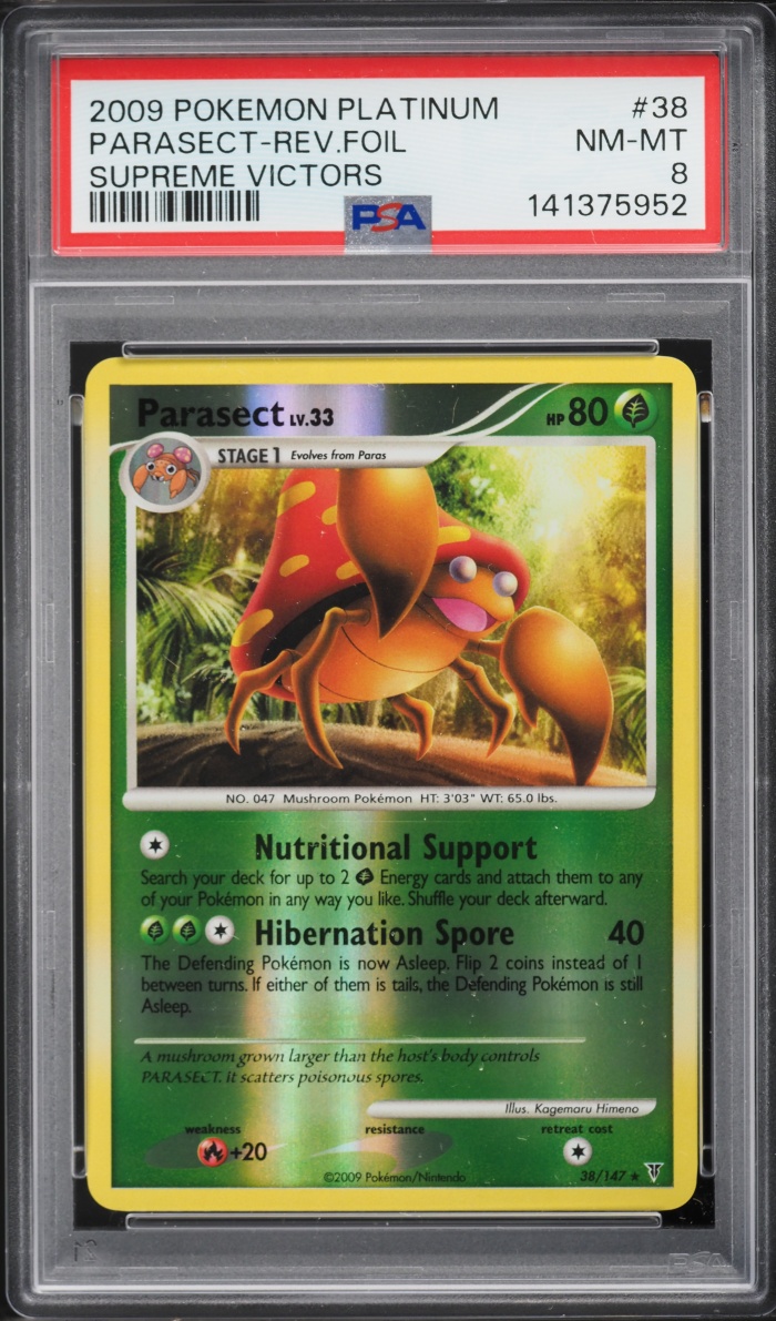2009 Pokemon Platinum Supreme Victors Reverse Foil Parasect #38 PSA 8 NM-MT
